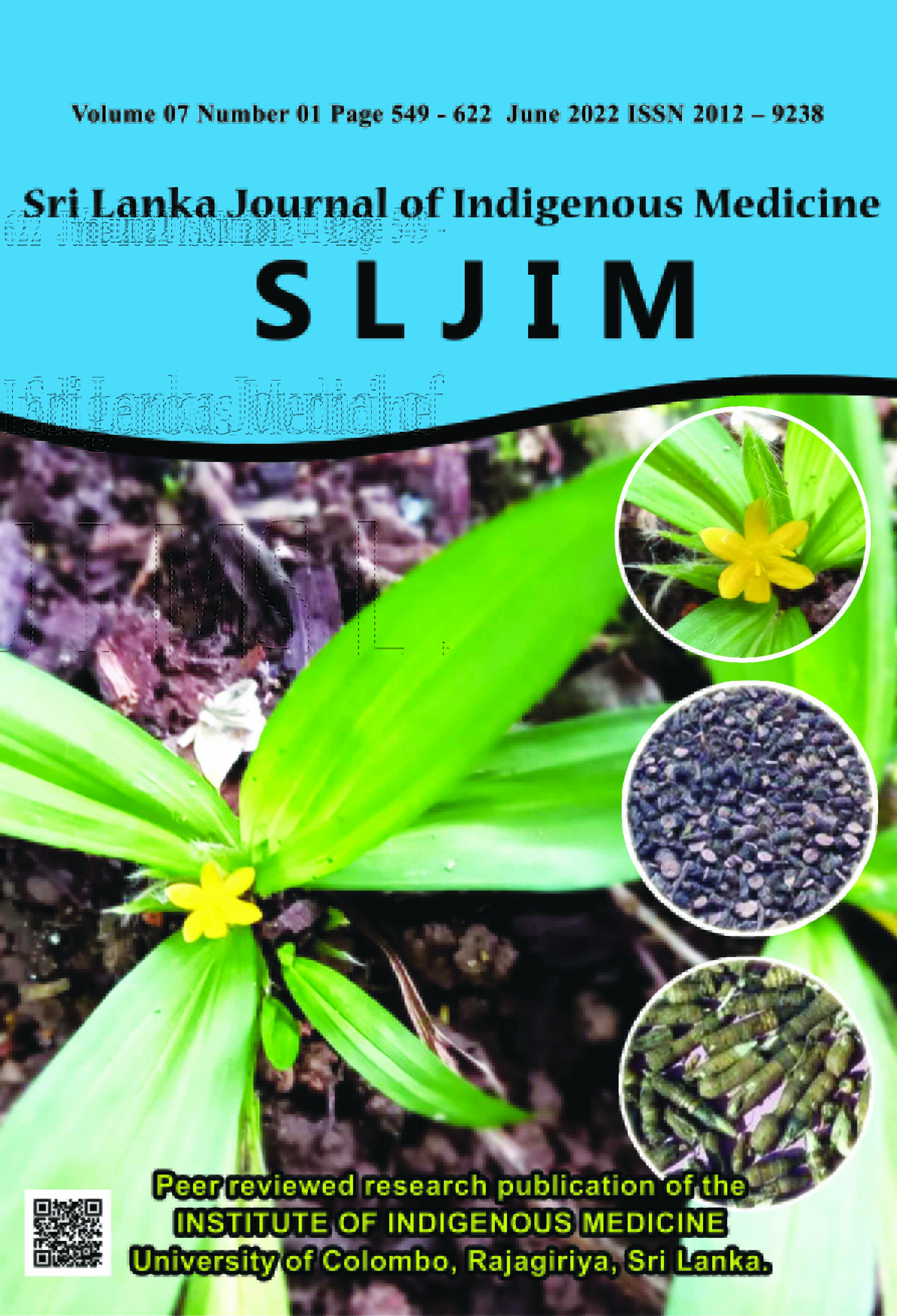 					View Vol. 7 No. 01 (2022): June-Sri Lanka Journal of Indigenous Medicine (SLJIM)
				